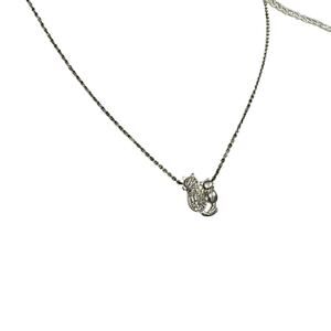 Silver Tone Kitty Cat Rhinestone Pendant Necklace Womens Jewelry